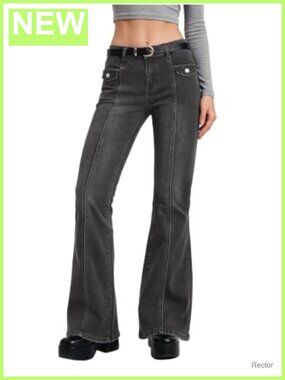 Low Rise Flare Jeans Stretch Denim Bootcut Y2K Distressed Women's